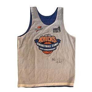 VTG Y2K New York Knicks Jersey Autographed Mardy Collins #1 Basketball Camp L